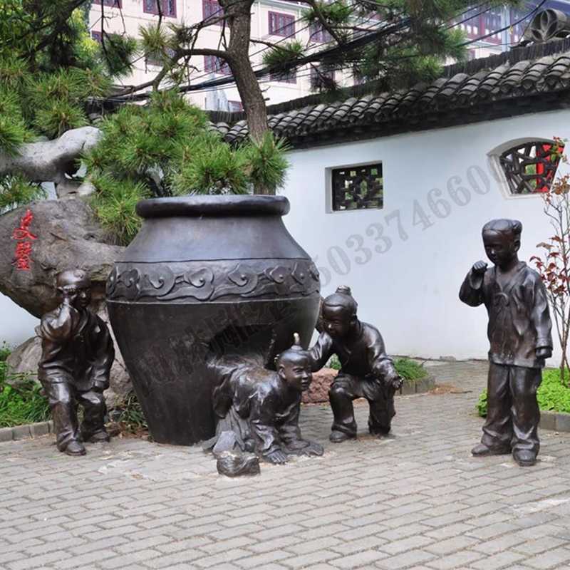 銅小孩雕塑，兒童銅雕塑